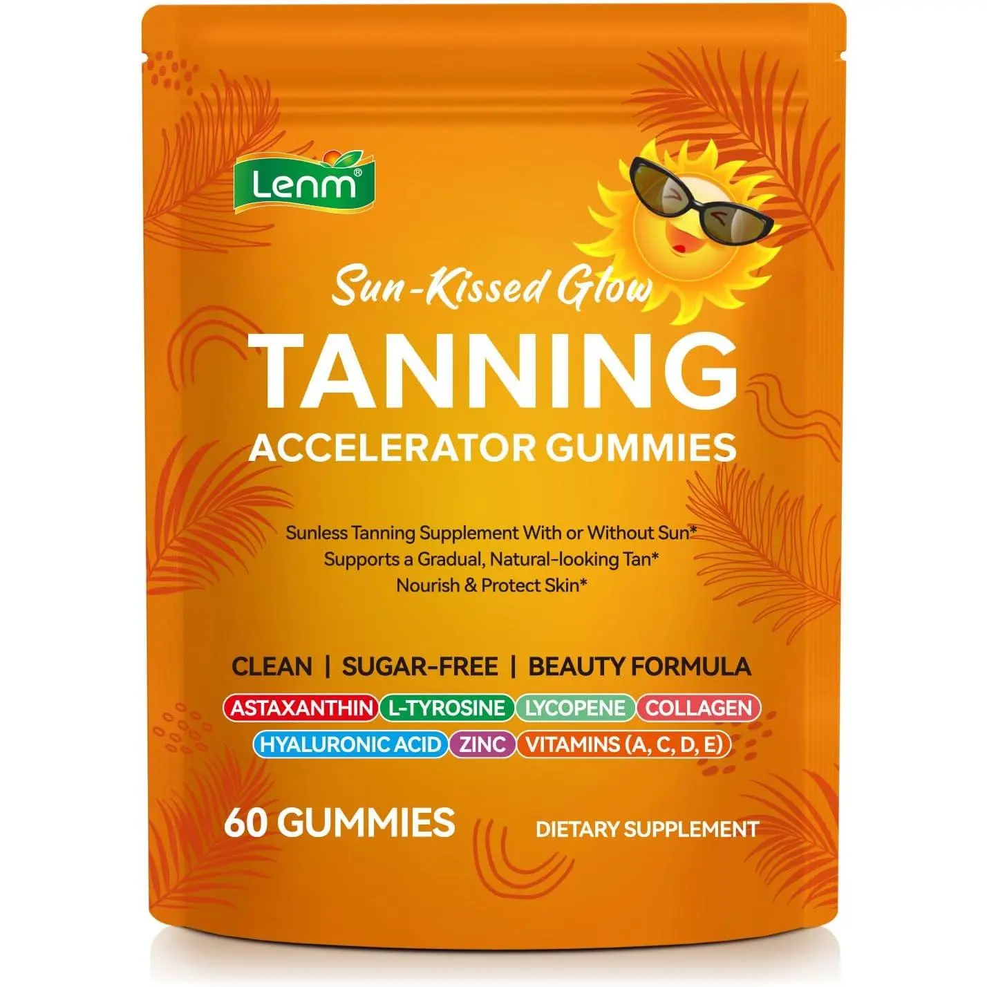 Tanning Gummies Accelerator - Sunless Tanning Supplement for a Natural Golden Glow, Sugar Free Melanin Booster with Astaxanthin, L-Tyrosine, Collagen & Vitamins for Women and Men
