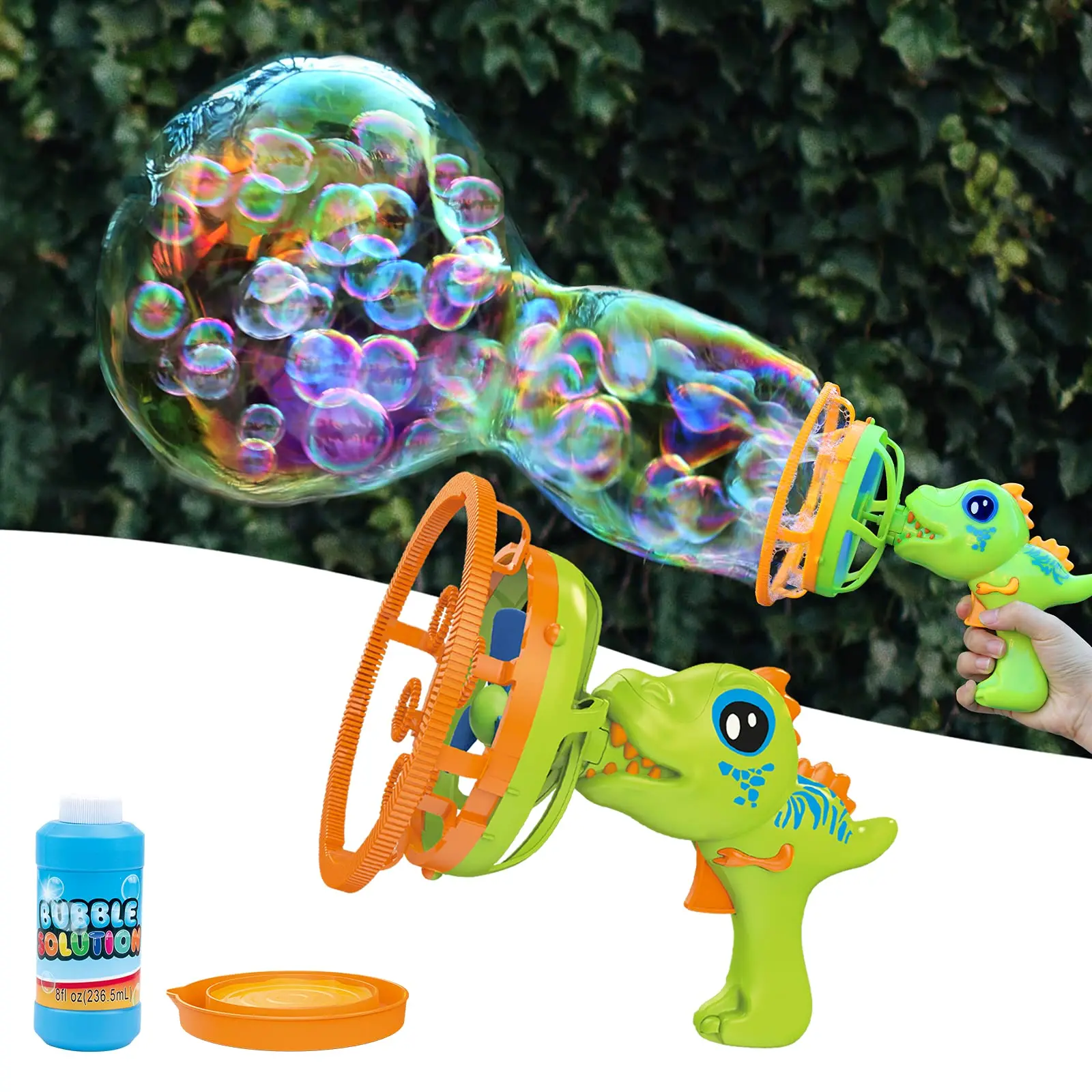 Handheld Dino Automatic Bubble Blaster - High Output Per Minute, ABS Handheld Bubble Maker for 3-9 Years Old Kids, Wedding & Themed Parties Gift (Green)