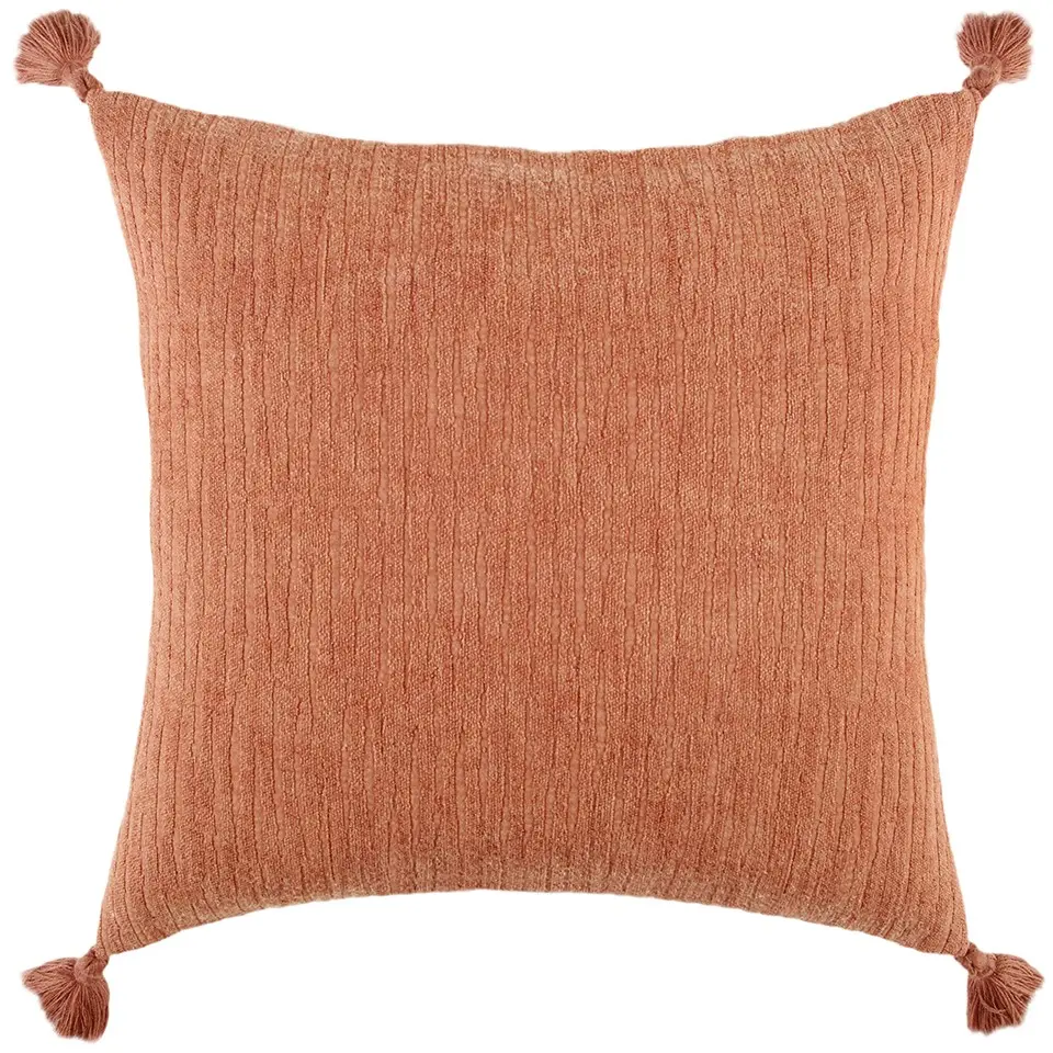 212 MAIN 100% Cotton Square Throw Pillow - Terracotta Solid-Tonal Abstract Stripe, Square Cushion, Soft Cushion, Home Textile Decor Accent