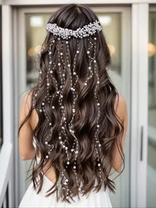 Pearl Decorated Bridal Headband, Elegant Wedding Headband with Comb for Bride, Luxurious Hair Accessories for Wedding Party Formal Occasions, Rapunzel Crown