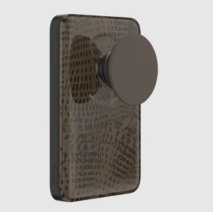 PopSockets Cocoa Umber Petrified MagSafe PowerPack - Wireless Rechargeable Smartphone Power Bank with Secure Charging, Magsafe Compatibility, Cocoa Umber Finish, Mobile Phone Accessories