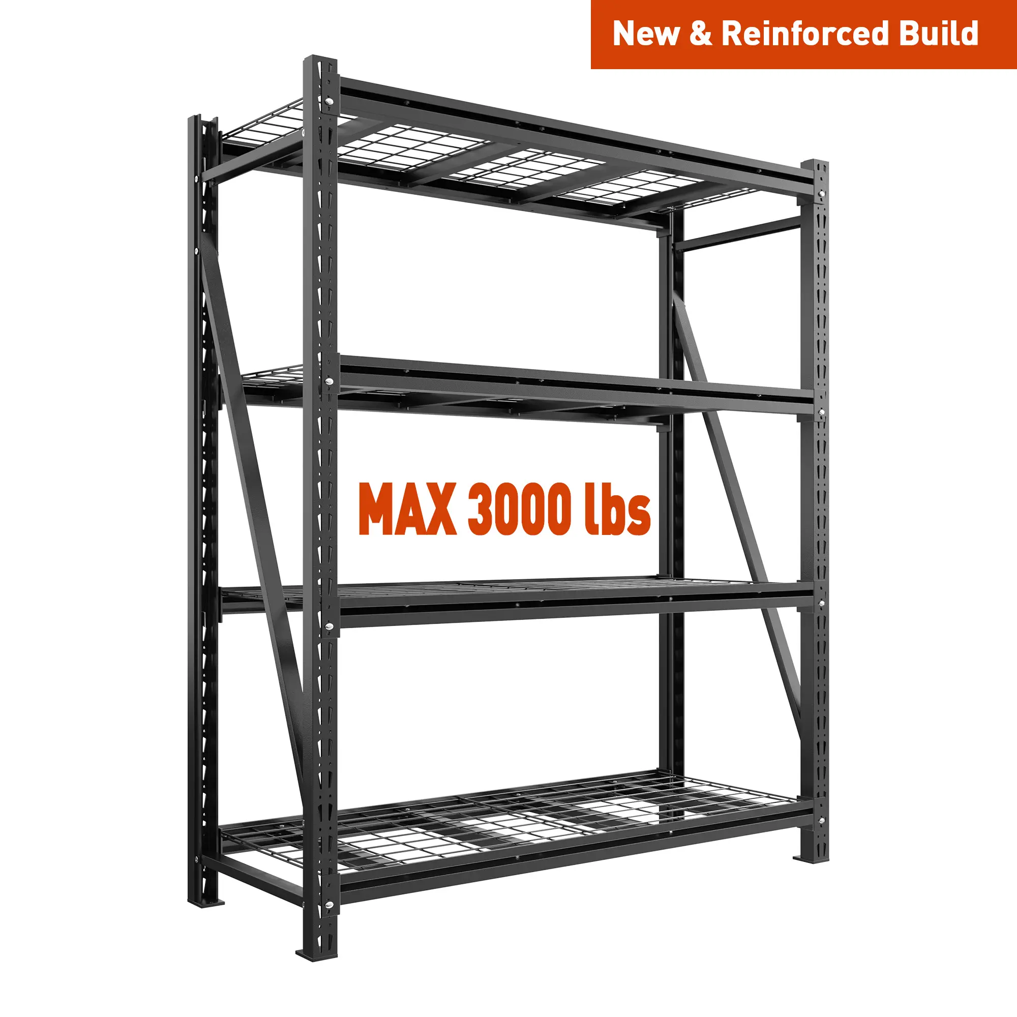 Raybee Heavy-Duty 60"/51.5" Wide Garage Shelving 3000LBS Upgraded Heavy-Duty Storage Shelves Adjustable Industrial Shelving Large Metal Utility Shelf for Garage Warehouse Basement Shop, 72" Tall , Black #DealsForYouDays