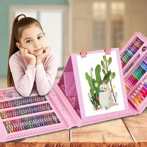 Art Supplies,Kids Art Set,208 PCS Art Kit for Kids Age 6-12 with Trifold Easel, Kid Drawing kit with Coloring Book, Crayons, Markers, Watercolor Pens,Gift for Girls