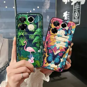 Anti-knock Cover Phone Case For infinix Note40 Pro 4G/X6850 Dirt-resistant Back Cover TPU Card slot Shockproof Silicone protective Soft case Card bag Waterproof Graffiti Durable