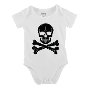 Funny Baby Babysuit Skull And Crossbones Letter Print Baby Short Sleeve Onesies Romper For Infant, Newborn Boys Girls Soft Casual Outfit ，Outdoor Baby Bodysuits