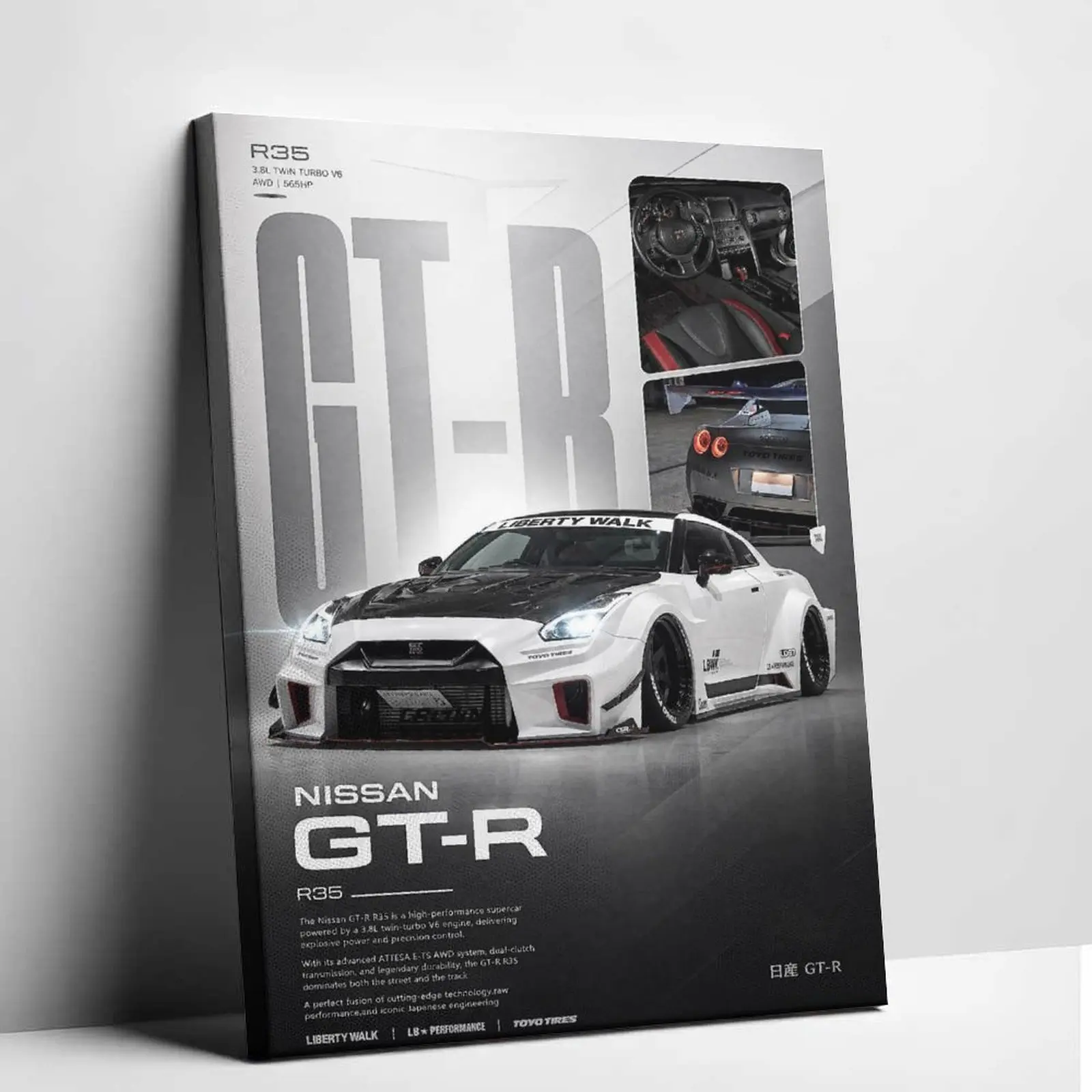 Modern JDM Widebody Supercar Canvas Wall Art Japanese Sports Car Poster Prints Custom Racing Vehicle Photo Collage Artwork Living Room Garage Man Cave Decor Picture Workspace Banner