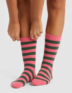 Striped Plush Lounge Calf Sock - Last Chance