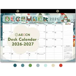 Desk Calendar 2026-2027, Anti Ink Bleed, Plastic Cover, Ample Space, Until June 2027 with Stickers, 17" x 12" Large Seasonal Wall Calendar 2026 for Home, Office, Student & Teacher Supplies- Colorful