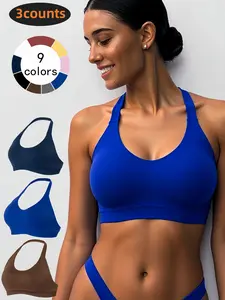 3-Pack Women's Backless Set, High Elasticity Wireless Bras, Yoga Sports Bra, Comfortable & Breathable Design, Perfect for Gym & Daily Wear, Wirefree Sports Bra