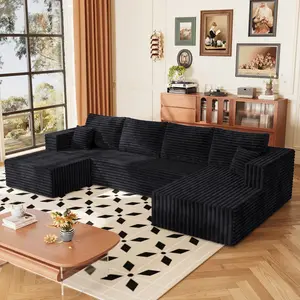 ANY BOX 118&92.5" L/U-Shaped Modular Boneless Sectional Couch Oversized Deep-Seat Suitable for Living room/Bedroom/Apartment 0112BK
