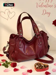 Valentine's Day Vintage Women's Handbag, Motorcycle Style Design, Large Capacity Soft Tote Bag, Oddball Shoulder Bag, Ultra-Soft Material, Handbag Shoulder Purse, Vintage Chic Purse, Fashionable Bags