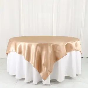 Satin Table Overlay 72"x72" Nude - Wrinkle Resistant & Smooth Table Topper