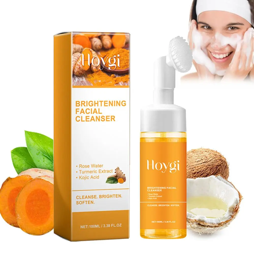 Brightening Turmeric Facial Skincare Cleanser, Comfort Deep Cleansing Hydrating Facial Cleanser, Suitable for Acne, Pimple, Blackhead, Oily Skin, Girl Shower Products, Facial Cleansing Care Products, Valentine's Day Gift