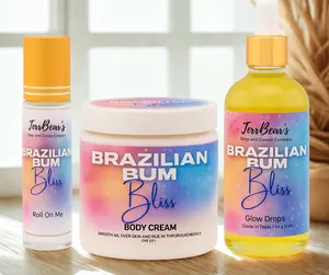 JerrBear’s Glow Drops Body Cream & RollOn Trio Hydrating Radiant Skin Care Set Moisture Fragrance Radiance Brazilian Bum Bliss