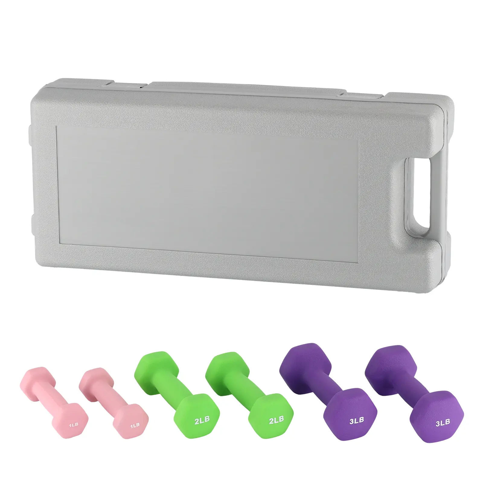Dumbbell Set, 1, 2, 3 lb Hexagon Weight Pairs, Neoprene & PVC Coated Anti-Slip Non-Roll Hand Weights, Comes with Storage Rack for Home Gym Strength Training