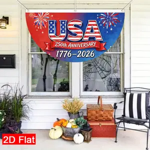 Patriotic Garden Flag Semi-Circle Double-Sided USA 250th Anniversary 1776-2026 American Flag Fireworks Outdoor Yard Decoration for Front Porch Lawn Lawn