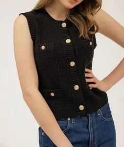 Black Sleeveless Cardigan
