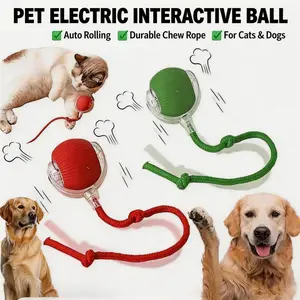 Interactive Smart Pet Ball Toy with Rope, Automatic Rolling Cat Dog Toy, USB Rechargeable, 360° Self-Moving, BPA-Free for Cats & Small Dogs