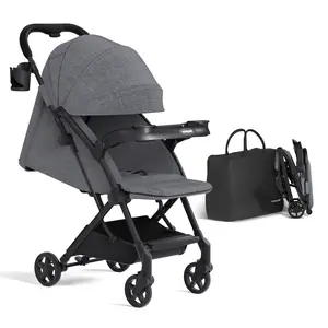 Mompush Lithe V2 Lightweight Travel Stroller, Compact Foldable Baby Stroller with Travel Bag, One-Hand Fold Stroller, Snack Tray, Mechanical Recline Seat, Airplane-Ready, UPF 50+ Canopy & Rain Cover