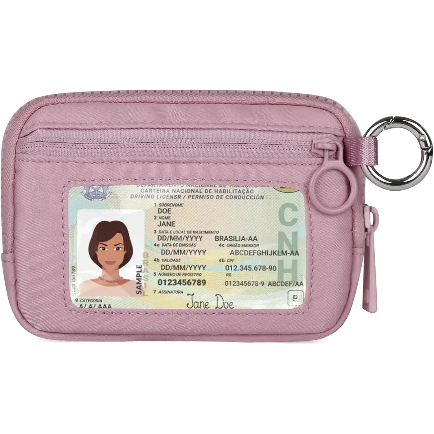 Women's BYB27 Mini Portable Wristlet Wallet - Zip Card Case with ID Window, Coin Purse, Keychain, Beige Wallets for Women, Wallets Women