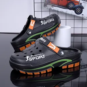 Summer men's new sandals, sports and leisure shoes, flip flops with toe caps, one shoe for two, thick soled perforated shoes for playing in the water, beach shoes