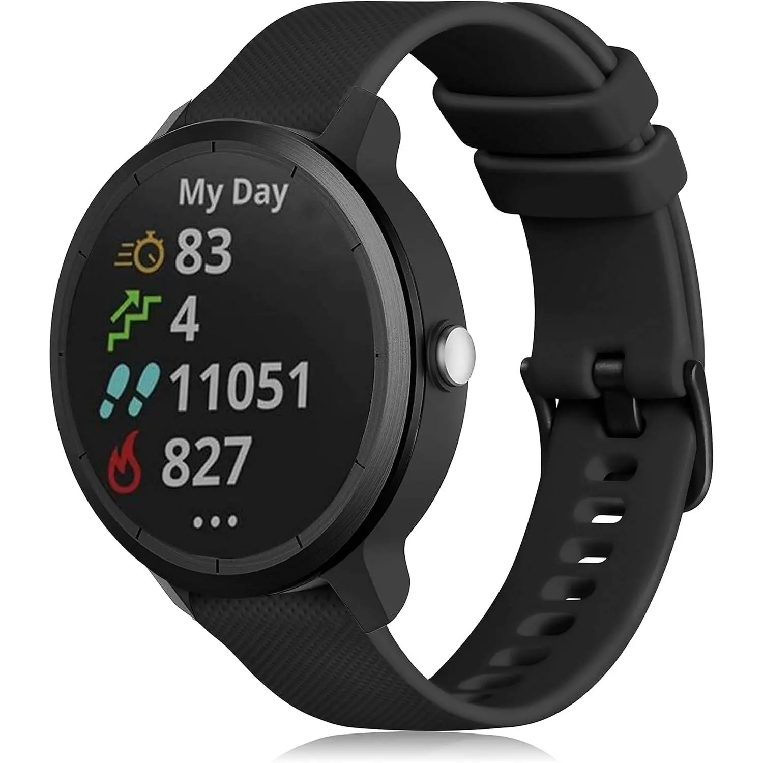 20mm Soft Adjustable Silicone Watch Band Accessory, Unisex Replacement for Vivoactive 5/3/3 Music, Vivomove Sport, Forerunner 645/245 Music Smartwatches, Black Fashion Accessory, Accessories
