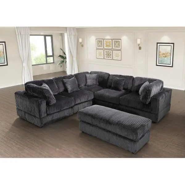 luxury sectional couch sofa 6 - Piece Corduroy Sectional With Pillow
