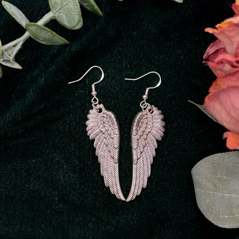 Angel Wing Earrings, 925 Sterling Silver Backings, Hypoallergenic, Handmade by HotTeCo