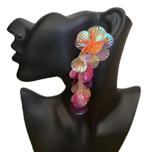 Colorful Sea Shell Dangle Earrings