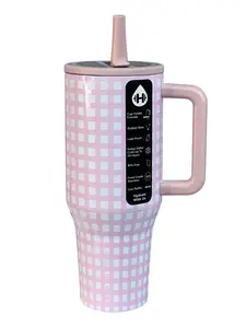 HydroJug 40oz Pink Print Insulated Stainless Steel Thermal Vacuum Flask - Leak-Proof Reusable Tumbler with Handle & Straw, Travel Ready for Car Cup Holder, Ideal Gift for Adults Drinkware tiktokshopspringglowup
