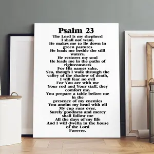 Wooden Frame Canvas Poster, Psalm 23 Biblical Quote, Modern Art Decor, Waterproof Wall Art for Living Room, Bedroom, Entryway