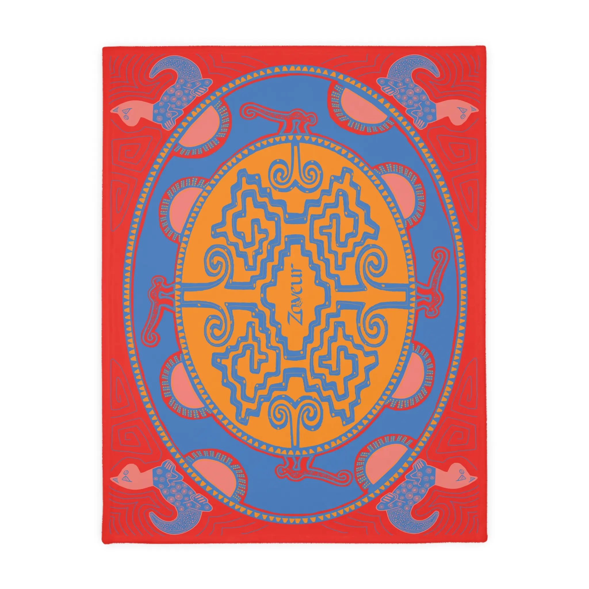 Colombian Dreams Geometric Aztec Medallion Blanket | Two-Sided Velveteen Microfiber