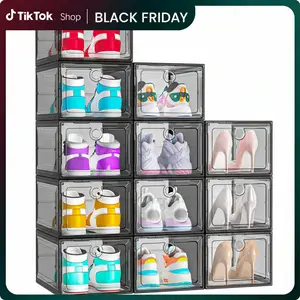 24-Pack Shoe Box Storage Set Transparent Shoe Organizer Thickened Magnetic Acrylic Simple Hard Plastic Thickened Flip-Top Lid