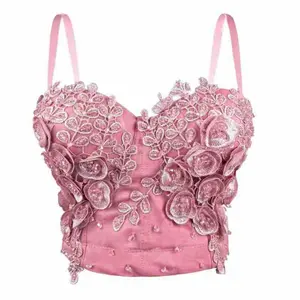 Pure Seduction Lace Corset Top Ultra-Short Floral Fishbone Bustier Waist-Defining Spring Summer Bralette for Outerwear Spaghetti Strap Novelty Women's Fitted Sleeveless Cute Womenswear corset tops tank top tube top