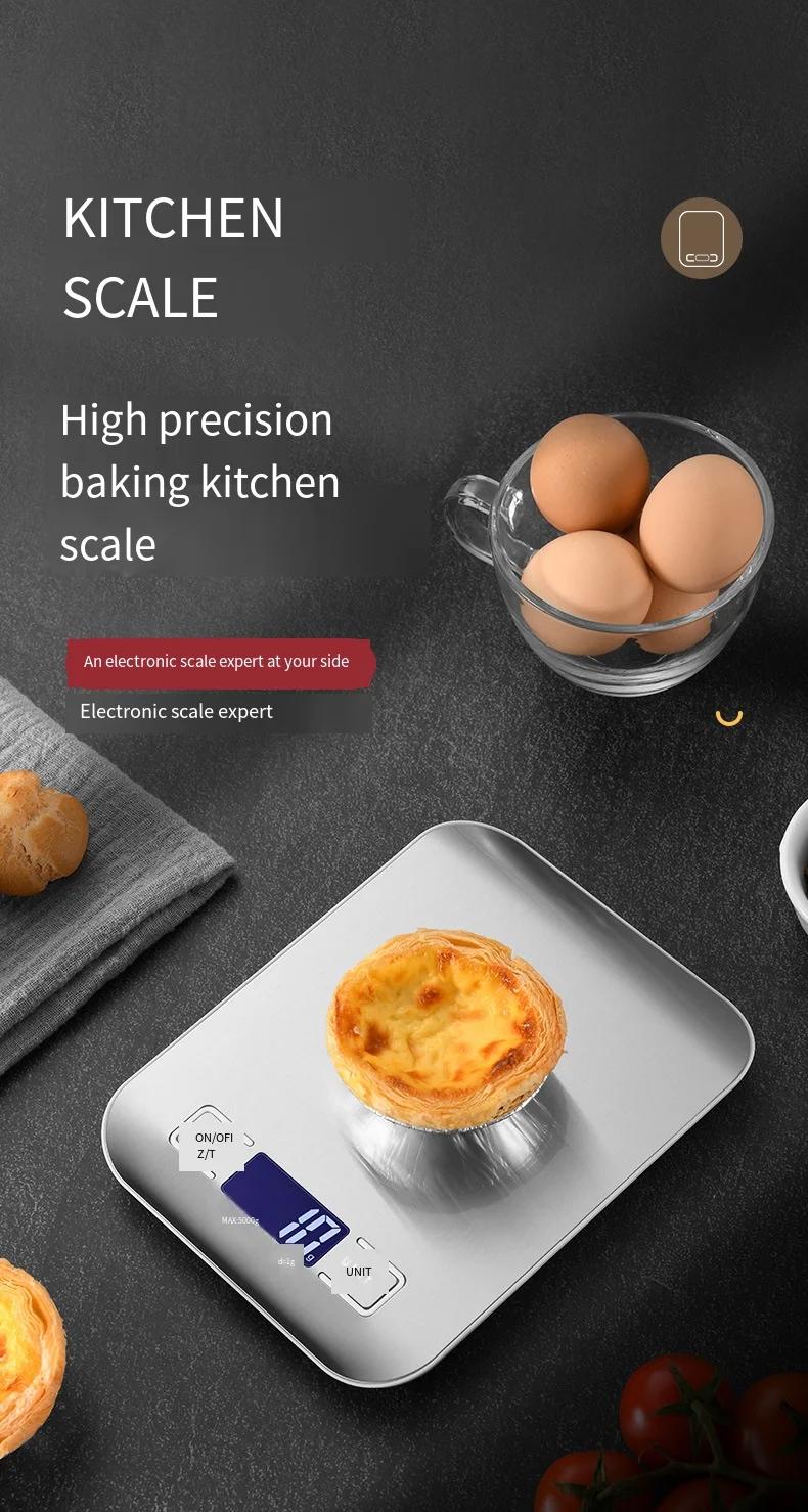 5kg/1g Multifunction Electric Digital Kitchen Food Scale LCD Display, High Precise Waterproff Measuring Scale Stainless Steel