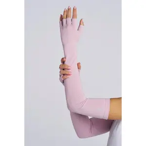Unisex Perpetua Long Fingerless Gloves | Dusty Mauve