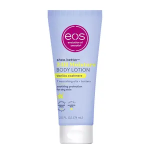 Eos 24H Moisture Travel Body Lotion- Vanilla Cashmere, Travel Size Essential, Toiletries, Mini Body Lotion for Dry Skin, 2.5 Fl Oz eos