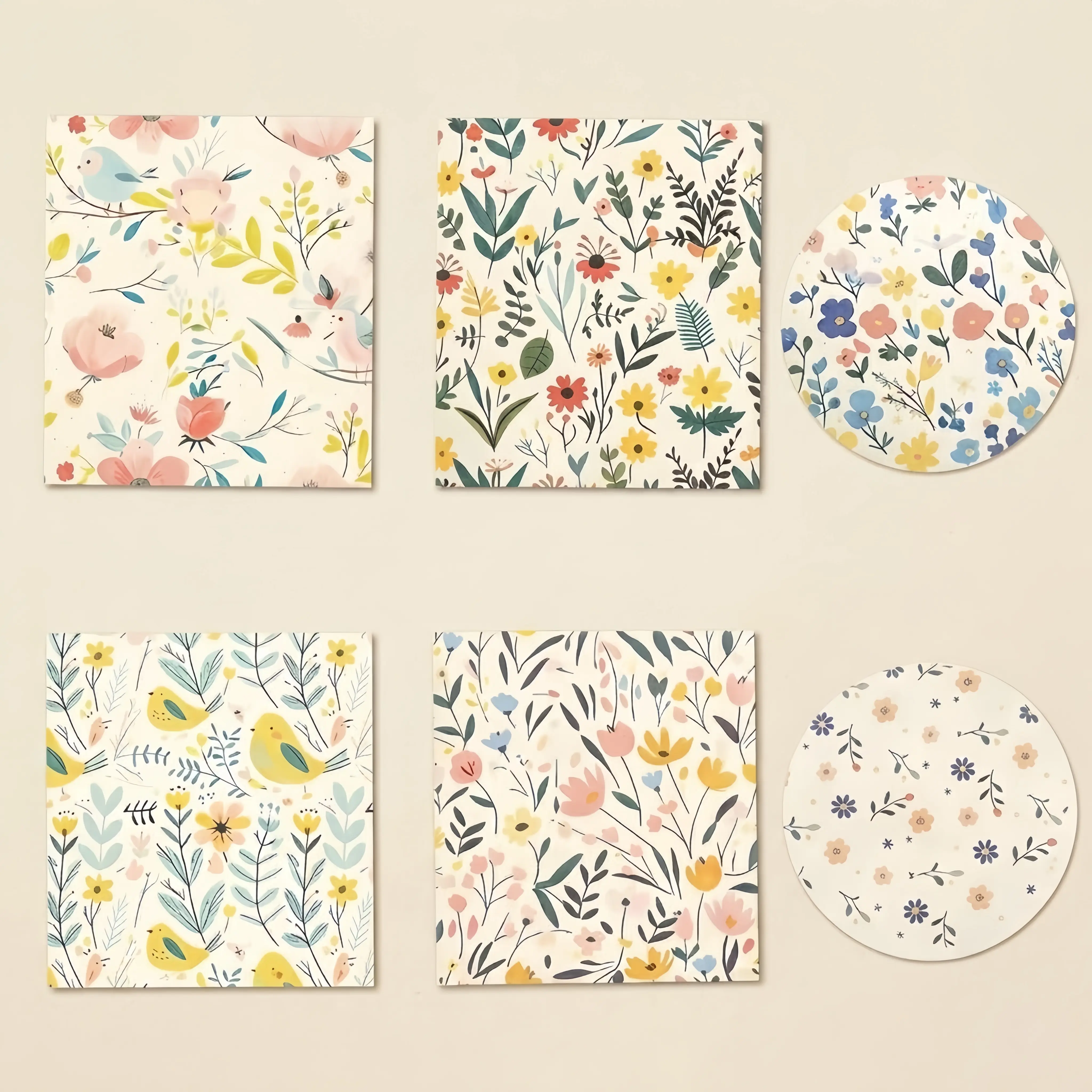 Classic Swedish Wood Pulp Cotton Reusable Cleaning Cloths Set - Floral Birds Indoor Decor, Super Absorbent Reusable Kitchen Towels, Water-Oil Resistant, Stain-Resistant, Washable, Removable, Long-Lasting Daily Cold Wash Multifunctional Household Cloths