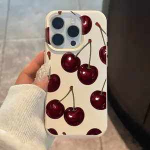 Cherry Pattern Phone Case, Full Body Shockproof Tpu Cover, Anti-Slip Lightweight Soft Shell, Fits iPhone 11-17 Pro Max