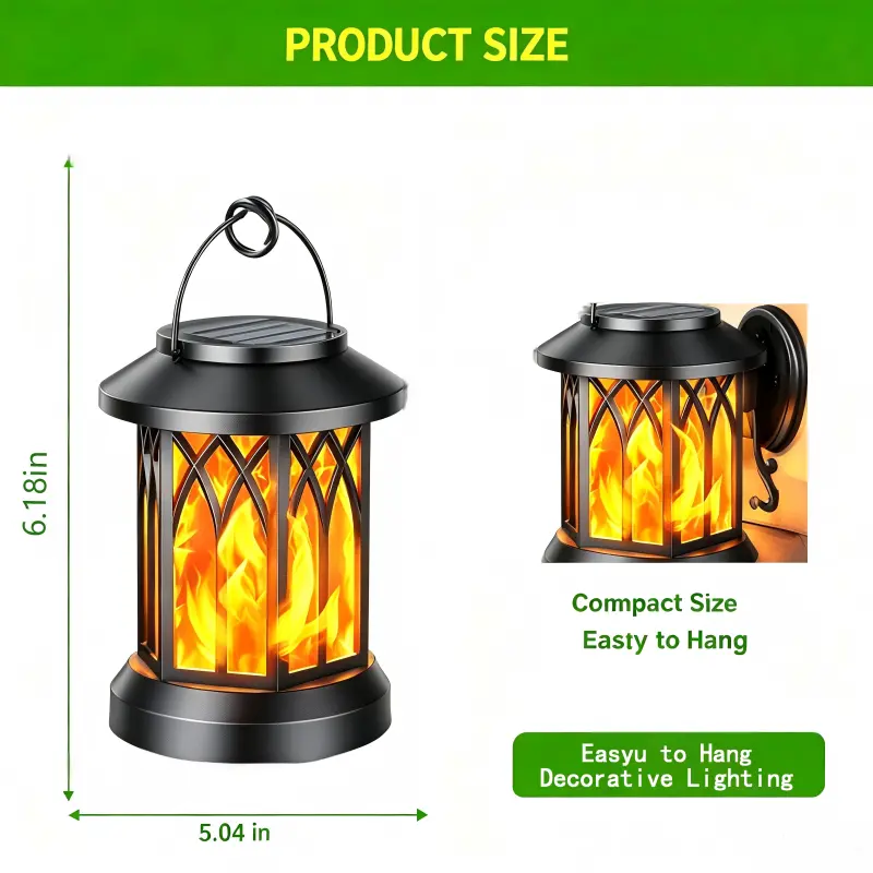 Solar Outdoor Palace Hanging Electric Lantern Lights - Rustic Vintage Metal Wrought Iron, Portable & Handheld, Easy Carrying, Water Resistant LED Rechargeable, Pathway & Garden Decor, Durability for Camping Hiking Work Lawn All Seasons, Garden Lighting, L