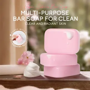 90g Cherry Blossom Soap Bar, For Face & Body Wash, Moisturizing & Gentle on Skin，Soothes Skin, Non-Drying, Travel Size， Gift Idea，Refreshing Fragrance, Body Cleansing Products