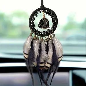 Bohemian Dreamcatcher Car Hanging Ornament, Vintage Metal Feather Rearview Mirror Charm, Decorative Auto Accessory, Car Interior Decoration for Stylish Vehicles, Car Trinkets, Car Interior Ornaments, Car Interior Accessories