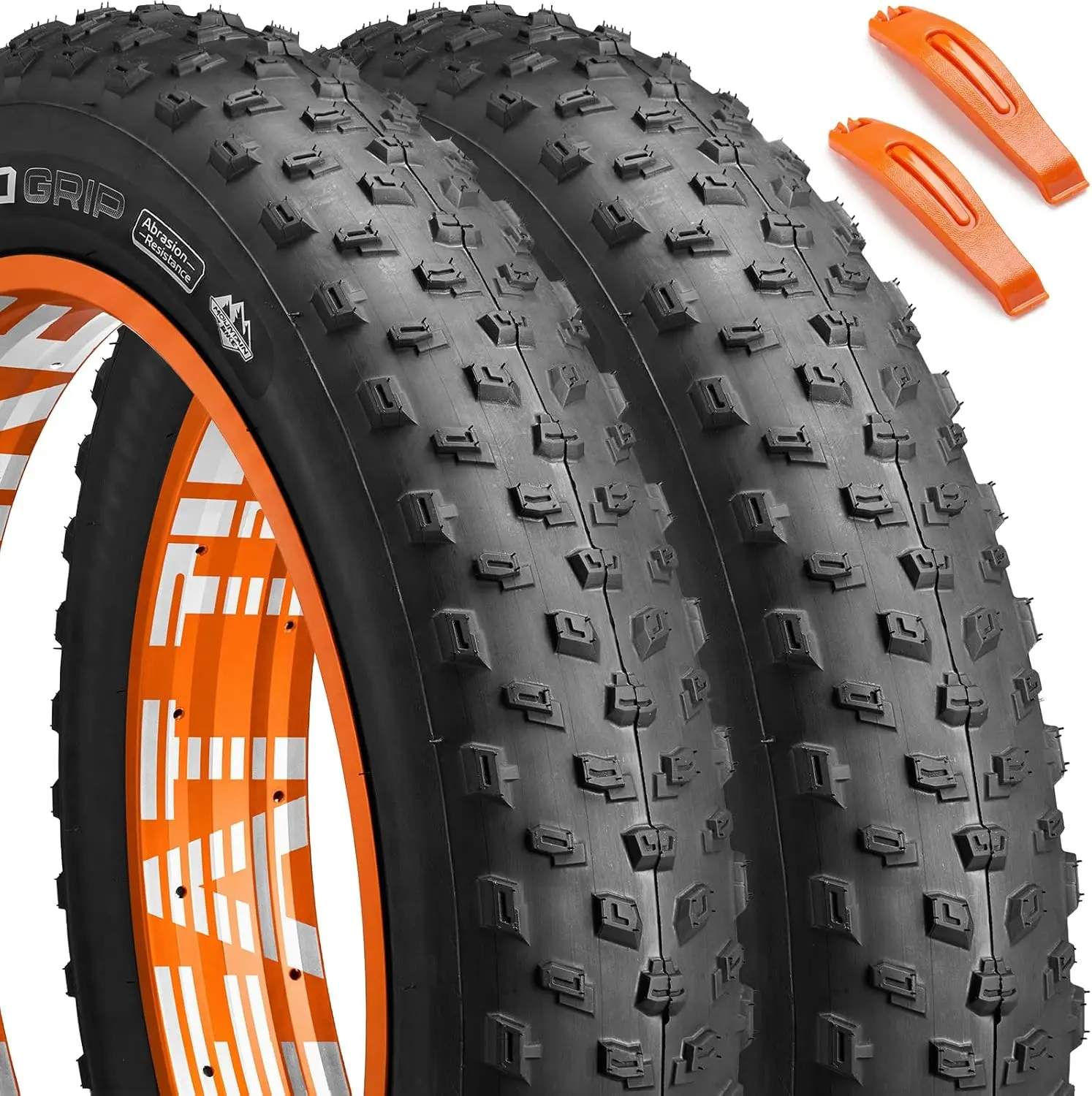 20/26x4.0 Fat Tires Replacement 2 Pack with 2 Tire Levers, Ebike Fat Tires High-Grip All-Terrain Wear-Resistant Folding 20/26x4 E-Bike Fat Tire for MTB, Ebikes, Street Sand or Trail Adventures