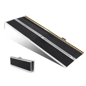 VEVOR Portable Wheelchair Ramp,  8 ft 800 lbs Capacity, Non-Slip Aluminum Folding Threshold Ramp, Foldable Mobility Scooter Ramp Wheel Chair Ramp, Handicap Ramp for Home Steps, Stairs, Doorways, Curbs