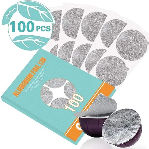 CAPMESSO High-Quality BPA-Free Eco-Friendly Recyclable Aluminium Foil Lids (100-Count, 64mm) - Cost-Saving Seals for Refilling Nespresso VertuoLine Pods, Fits Nespresso VertuoLine Machines