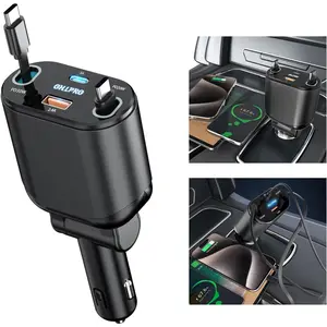 OHLPRO 4 in1 Retractable Car Charger for iPhone 16, 80W Fast Charge Car Charger Adapter with Retractable Cable Dual Type-C, USB C/USB Charge Port for iPhone 16/15/14/13 Serise, Samsung (Black)