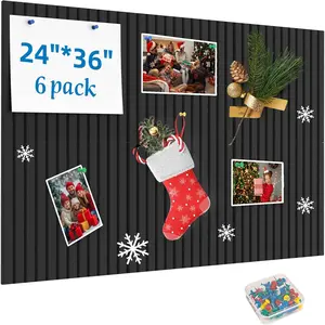 Cork Board for Walls 36" x 24", 6 Pack Felt Bulletin Board Wall Tiles with 30 Push Pins for Home Kitchen School Office Wall DIY Decorative