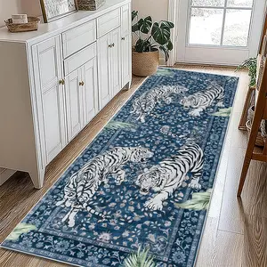 Vintage Tiger Pattern Carpet, 1 Count Non-slip Washable Floor Mat, Decorative Area Rug for Home Living Room Bedroom Kitchen Farmhouse