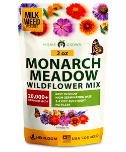 HOME GROWN Monarch Butterfly Wildflower Seeds Mix (2oz) - 20000+ Milkweed Seeds for Monarch Butterflies, Perennial Wildflower Seeds, Annual Flower Seeds, Bulk Wildflower Seeds for Pollinator Gardens