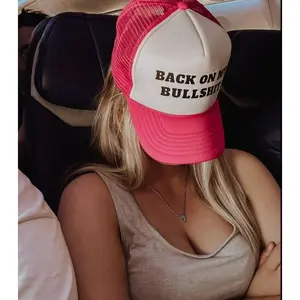 Back On My BS Trucker Hat Fun Mesh Baseball Cap Adjustable Cap for Parties & Casual Outfits Bold Design 100% Nylon Material